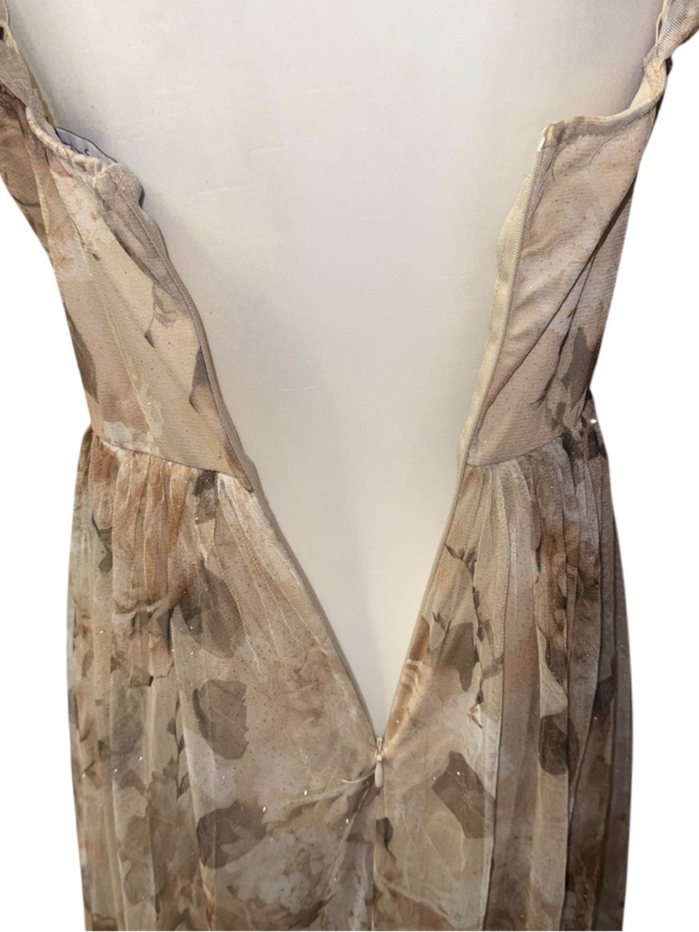 Candalite Petite Medium Floral Off-Shoulder Midi Dress sparkle beige brown fairy - Picture 8 of 16